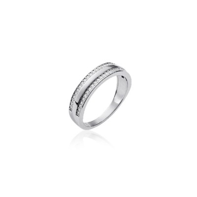 Bague Fleur En Nacre Et Zirconium Cube - Argent Massif 925 Rhodié - Taille 54 - Neuf