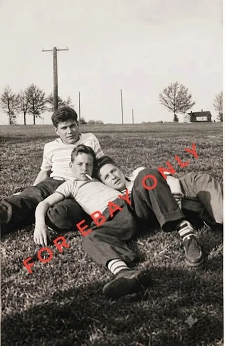 AFFECTIONATE BOYS Vintage Old Photo Boy Teenagers Lying Smoking DIGITAL FILE - product listing photo