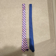 2 Nordstrom Kids Boys Silk Neck Tie Pink with Blue Stripes and Blue Tie With Dot