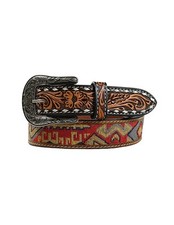 Angel Ranch Western Belt Womens Aztec Tooled Buck Laced D140003802
