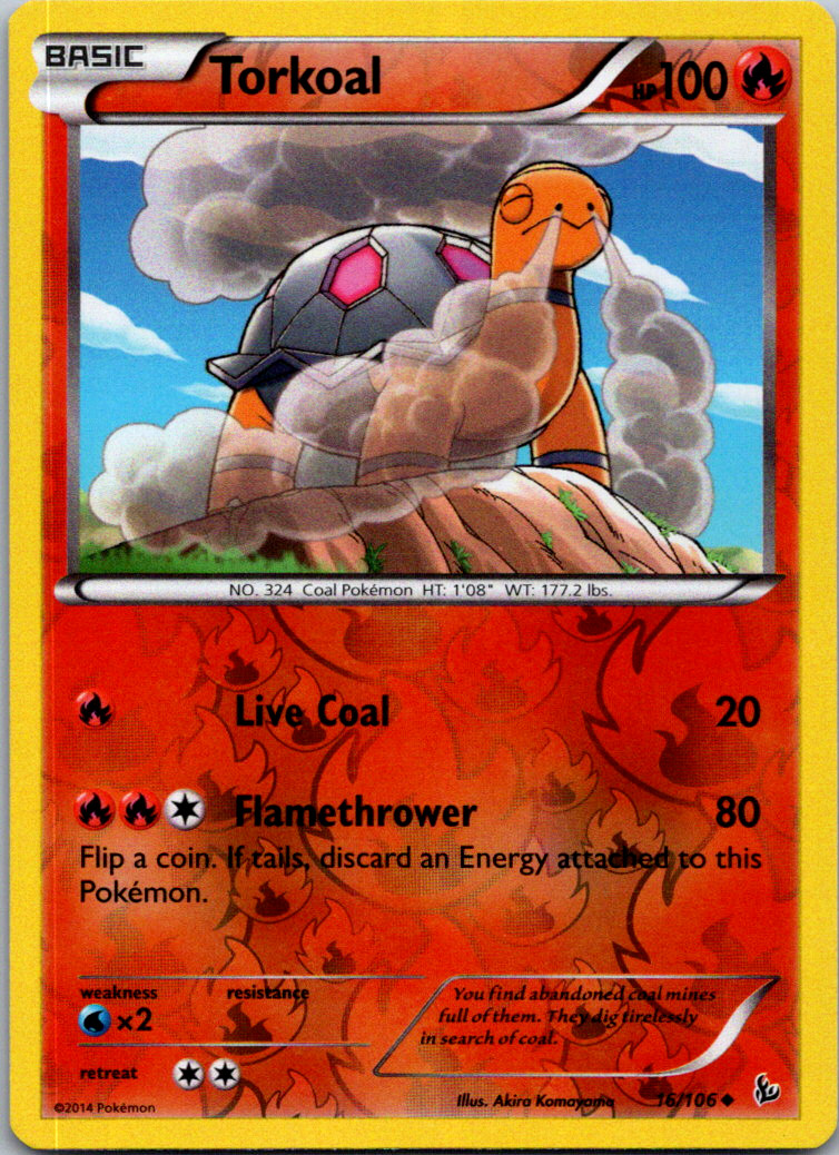 Torkoal Reverse Holofoil 16/106 Uncommon XY - Flashfire LP-NM