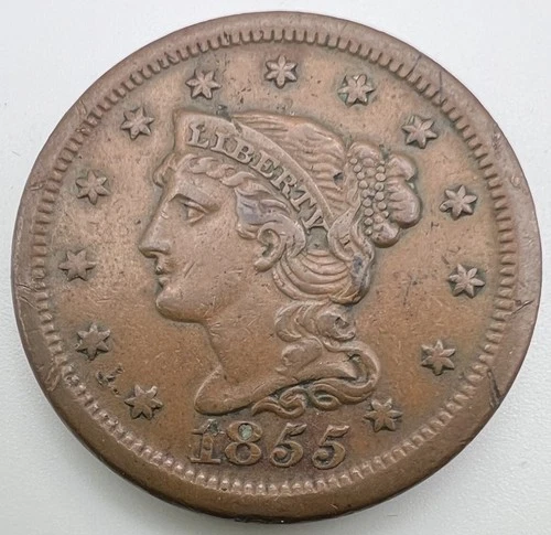 Photo of a 1855-P Large Cent from an eBay listing that sold on Jul 22, 2026