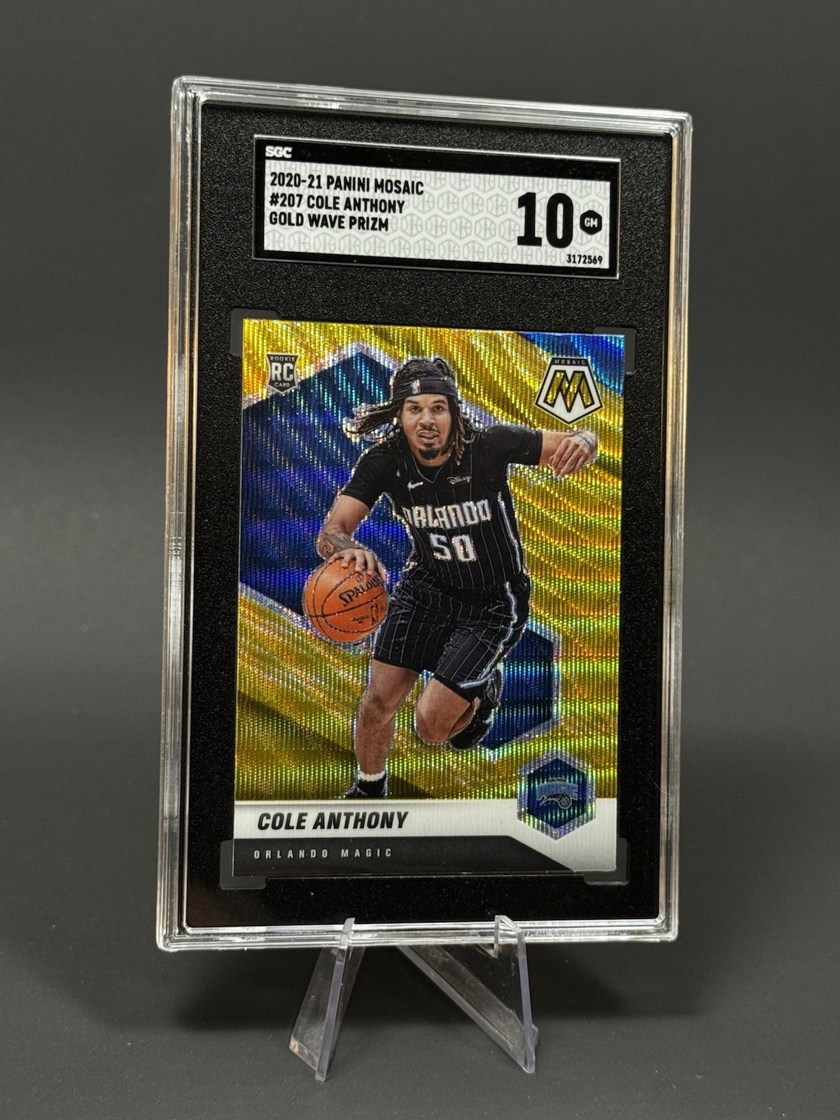 2020-21 Panini Mosaic Cole Anthony RC Gold Wave Rookie #207 Magic SGC 10