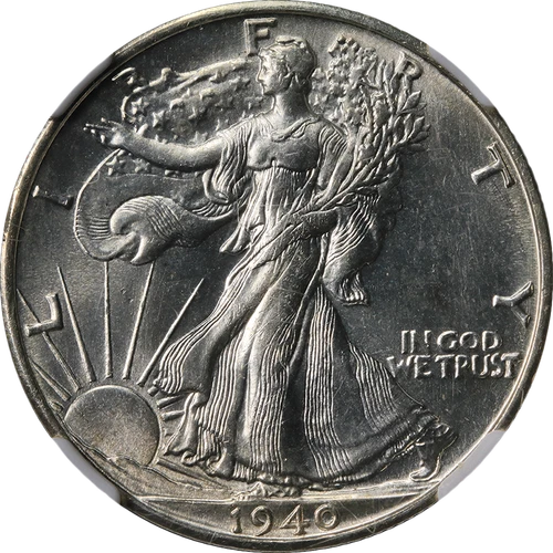 1940-S Walking Liberty Half NGC MS66 Blazing White Gem Strong Strike