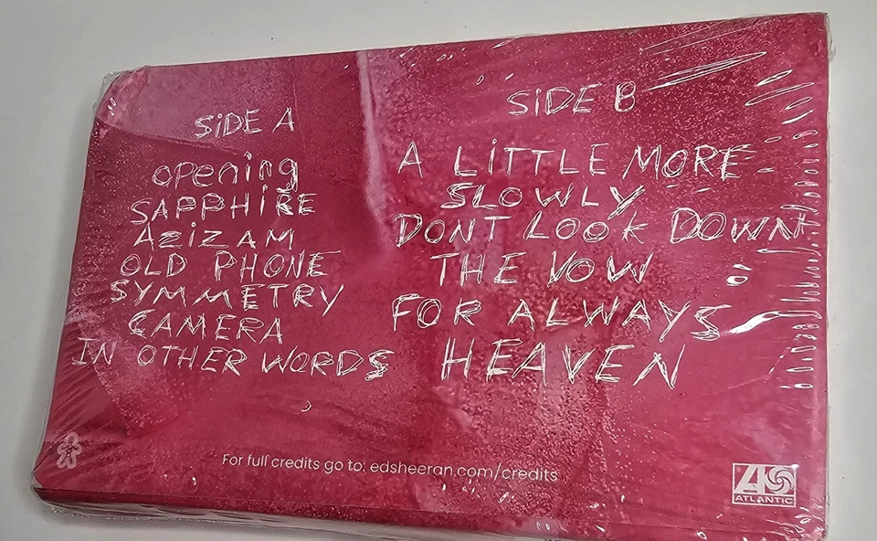 LIMITED EDITION ED SHEERAN PLAY EXCLUSIVE PINK & WHITE CASSETTE TAPE IN HAND - Image 2 of 3