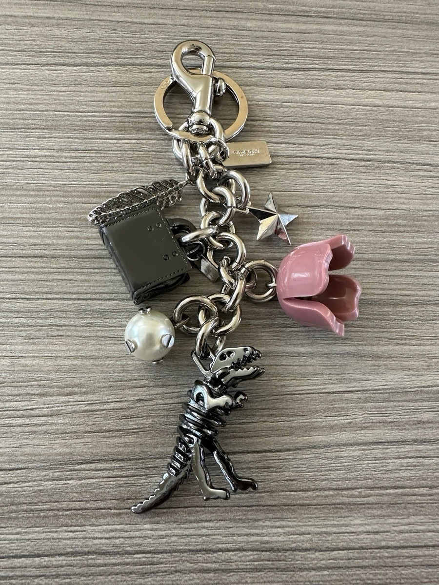 Pre-owned Coach Rexy Rogue Tea Rose Pearl Cluster Mix Bag Charm