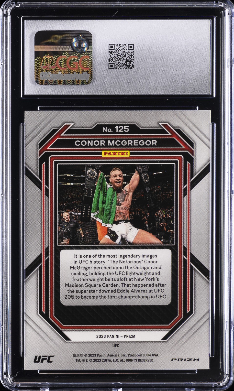 2023 PANINI PRIZM UFC UNDER CARD #125 CONOR MCGREGOR CGC 9 view 2