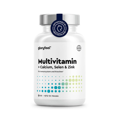Multivitamin A-Z Präparat hochdosiert Mineralien 450 Tabletten vegan - gloryfeel