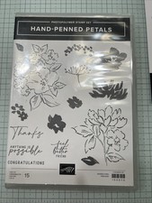 Stampin' Up HAND-PENNED PETALS Stamp Set with PENNED FLOWERS DIES - Used
