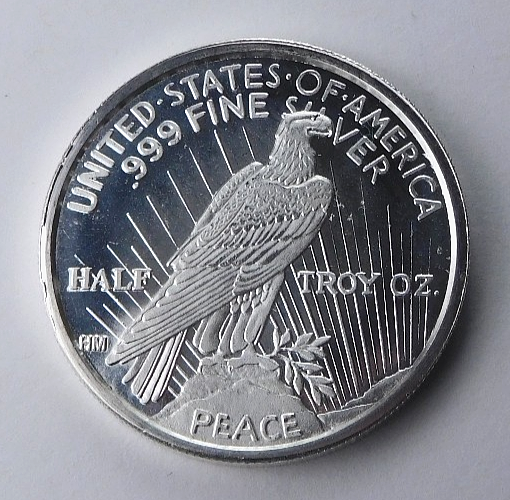 Highland Mint HM Peace Dollar Half Troy oz .999 Fine Silver Round