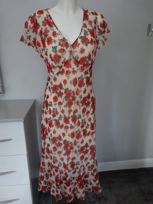 BNWT - M&S MARKS & SPENCER IVORY MIX FLORAL DRESS UK SIZE 10