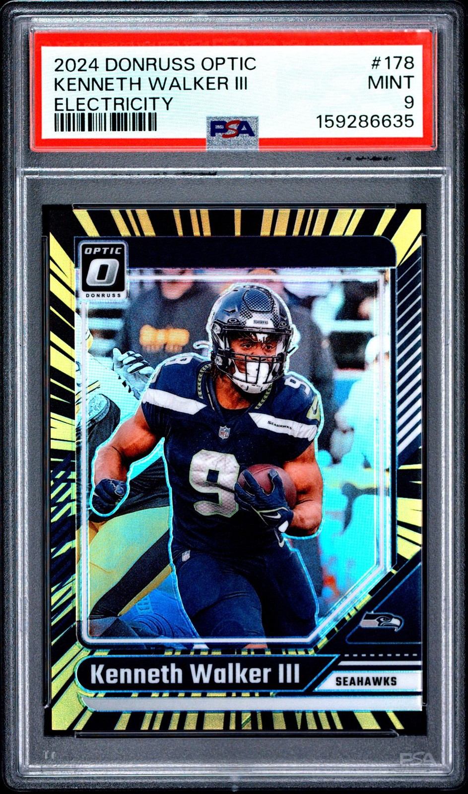 2024 Panini Donruss Optic Electricity #178 Kenneth Walker Iii /75 PSA 9
