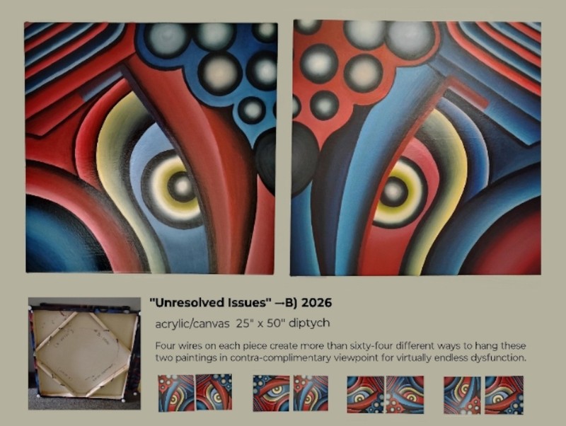 "Unresolved Issues" Original Diptych Acrylic Canvas Painting odderstudios -·B)