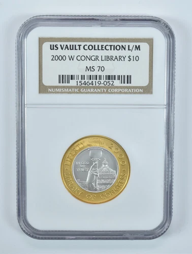 2000-W $10 Library Of Congress Bimetallic Commemorative US Vault MS70 NGC *5761