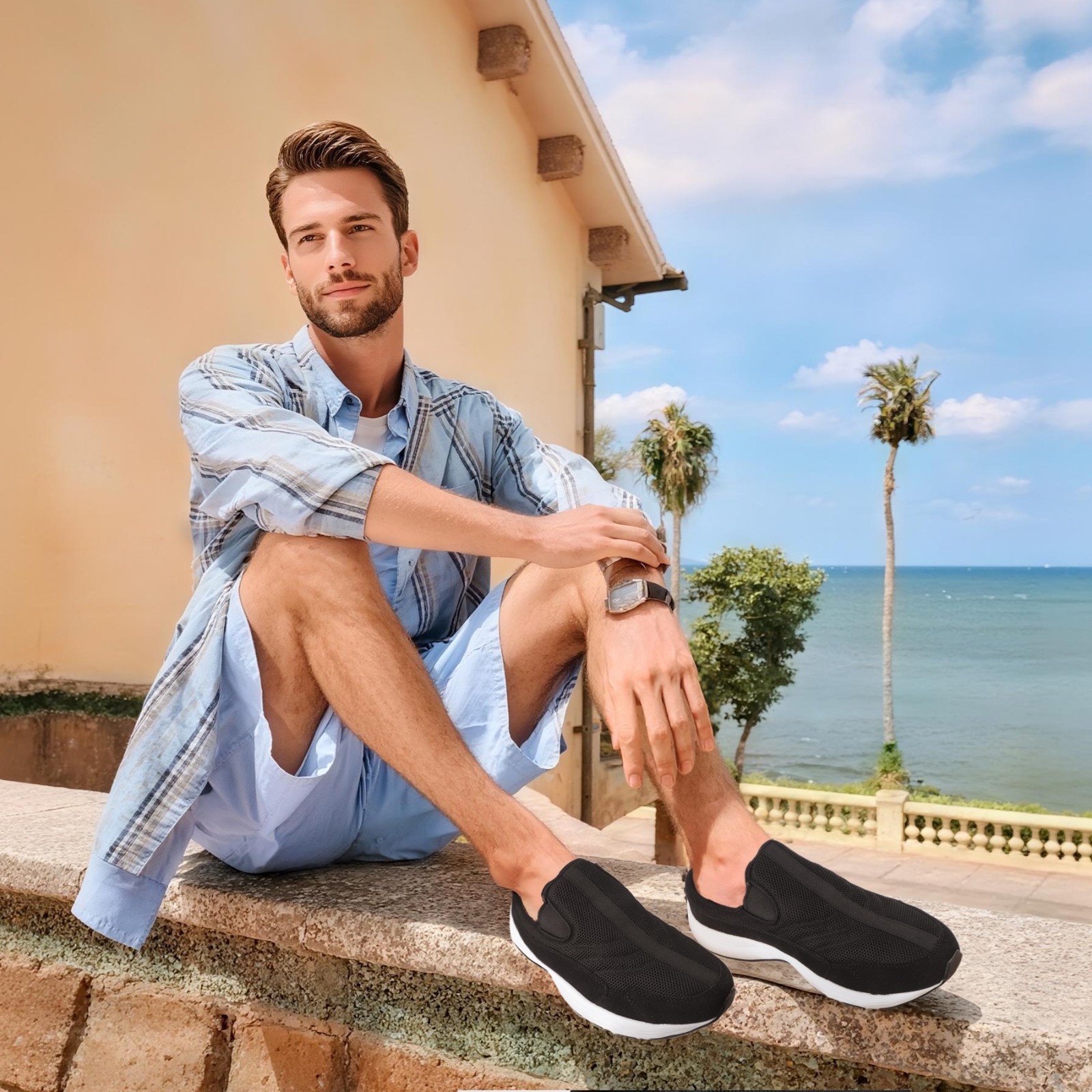 Men's Slip-On Mules | Indoor/Outdoor All Seasons Wide Slippers  Lightweight