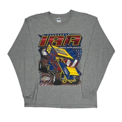 Interstate Racing Association Gildan Graphic Long Sleeve T-Shirt - XL Grey Cotto