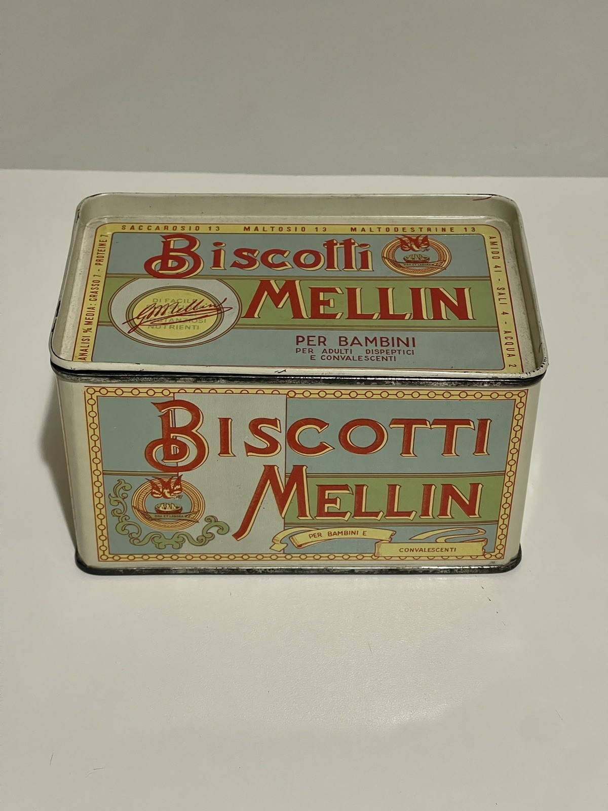 Scatola Biscotti Mellin in Latta Anni 60 Vintage in più che Ottime condizioni