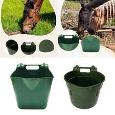 Hanging Horse Feeder Bucket feed Storage Bin Sturdy with Measuring Marks