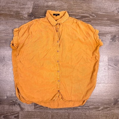Quince Vintage Wash Tencel Camp Shirt Womens Large Terracotta Button Up Summer