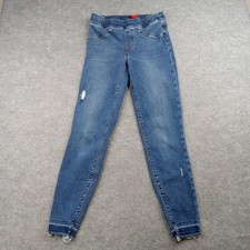Spanx Jeans Womens Small Skinny Jeggings Pull On Distressed Raw Hem Mid Rise