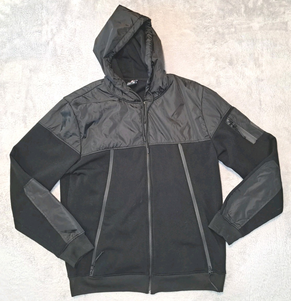 Southpole Black Solid Full Zip Jacket Pockets Hoo… - image 1