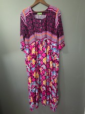 Batik Bali Dress Women Red Yellow Blue Half Sleeve Floral Light Maxi Buttons
