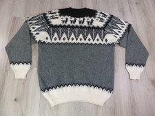 Vtg Hand Made 100 Alpaca Wool Sweater Unisex XL Fair Isle Geometric Boho Peru