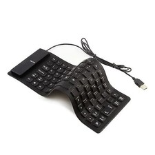 Foldable Silicone Wired Silent Keyboard, 85-Key Portable Soft Rubber Black