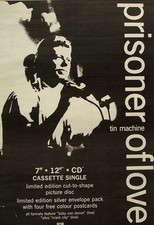 TIN MACHINE vintage 1989 POSTER ADVERT PRISONER OF LOVE David Bowie