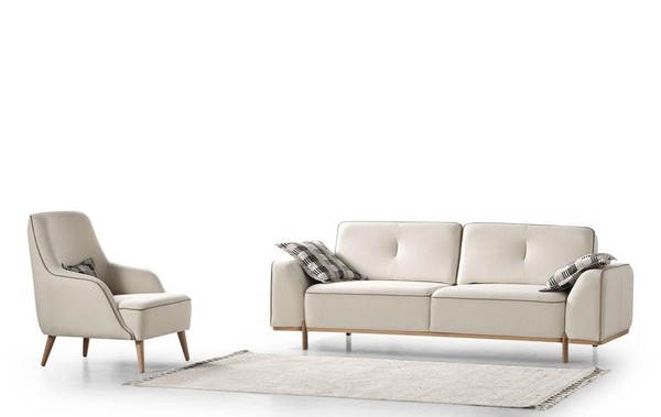 Luxus Wohnzimmer Set Sofa 3-Sitzer Handlich Sessel Modernes Design Couch-image