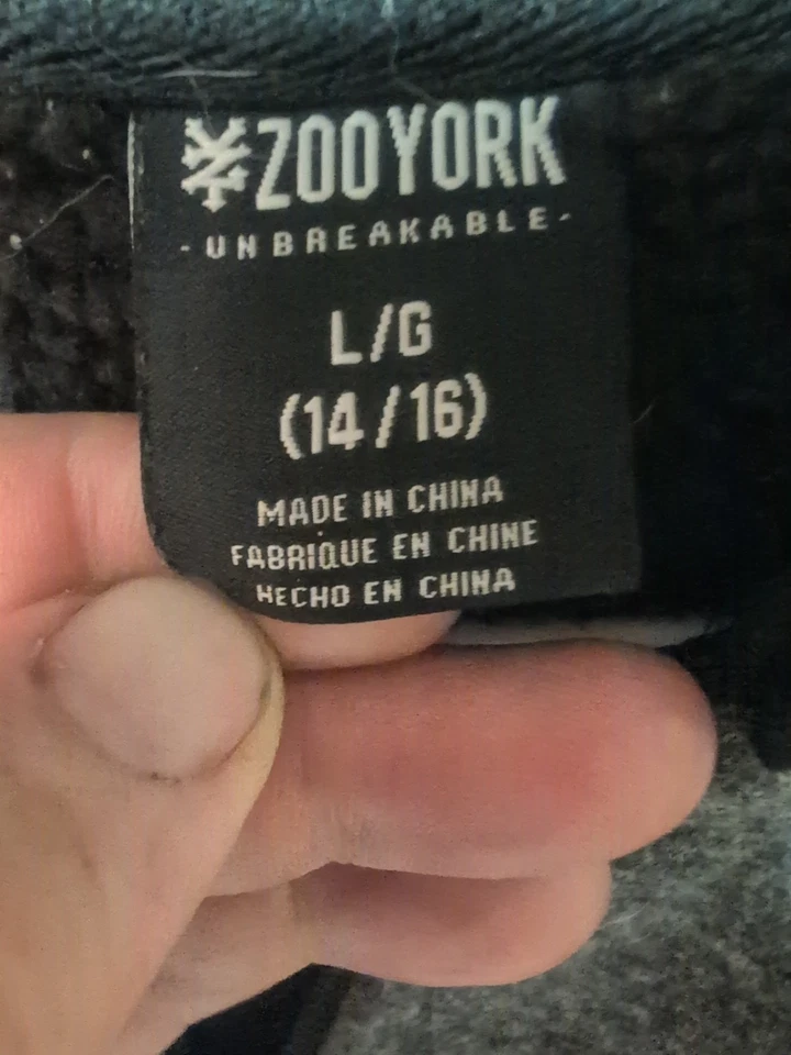 Zoo York Full Zip Sherpa Lined Hoodie Jacket Boys Size L Large 14/16 Gray Black - Image 2 of 4