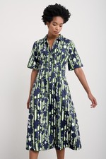 Seasalt Women's Regular Wild Liquorice Shirt Dress Camellia Stripe Forest Green