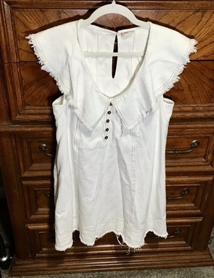 White Boho Jean Dress By Hem & Thread Size S