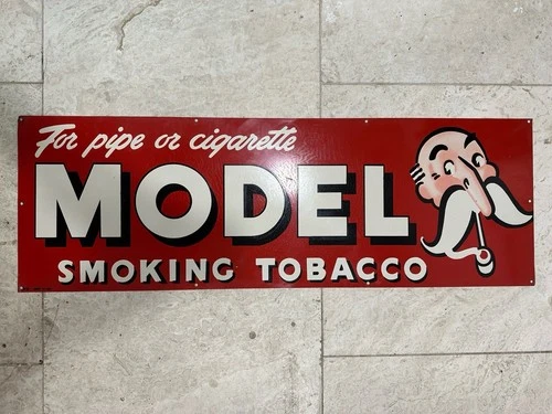 Vintage Model Smoking Tobacco Tin Sign Original Pipe or Cigarette Painted Metal