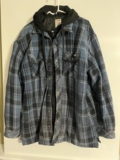 Dickies Quilted Lined Jacket Men's XL Blue Canvas Workwear hooded