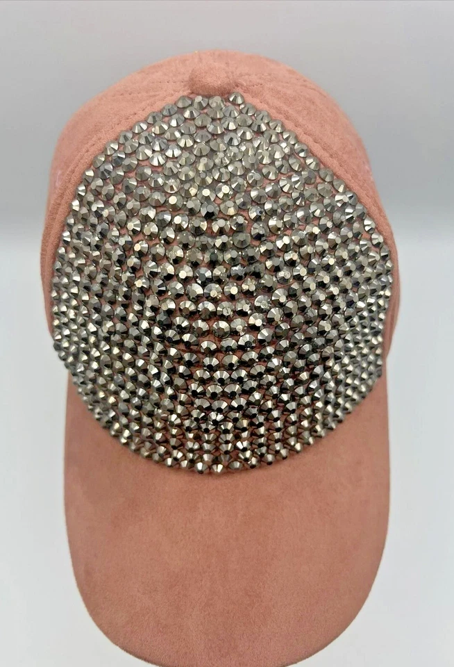 D&Y David Young 女式粉色麂皮绒棒球帽水钻闪亮帽子可调节 — 第 3/4 张图片