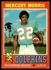 1971 Topps Mercury Morris Rookie Miami Dolphins #91 A42