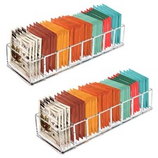2 Pack Clear Acrylic Tea Bag Organizer Storage Holder Drawer Pantry Kit