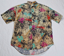 Vintage Gottex Shirt mens Medium Hawaiian Tiki / Polynesian Print