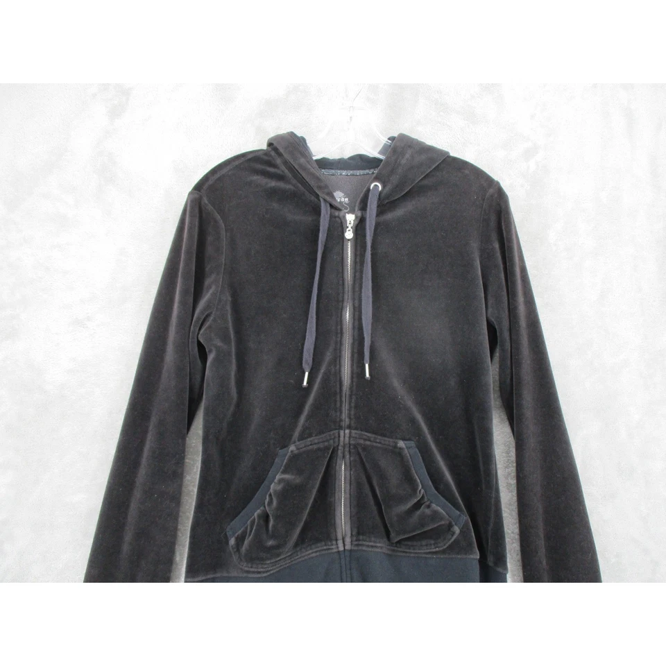 Chaqueta Express De Colección Para Mujer Grande Terciopelo Cremallera Completa Sudadera con Capucha Estrás Años 90 Y2K Con Capucha Foto 3 de 4