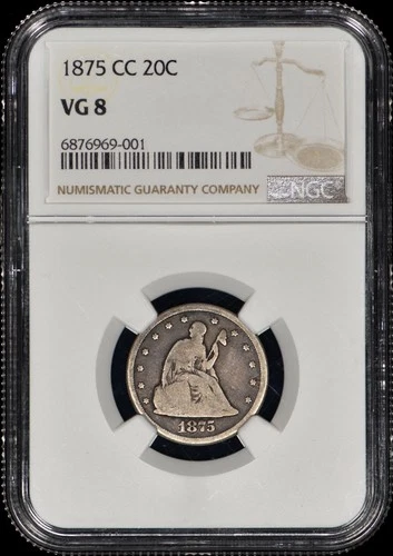 1875-CC Seated Liberty Twenty Cents 20c NGC VG 8