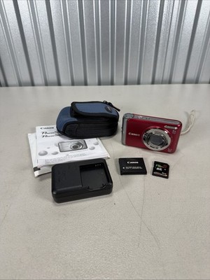 Canon PowerShot A3100 IS Camera Red 12.1MP 4x w/ 4GB SD, Case