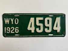 1926 Wyoming License Plate All Original Paint is Still Nice!! 100 Years Old