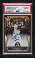 2023 Bowman Draft Gold Shimmer Refractor 28/50 Marcus Brown PSA 10 Auto 12kh