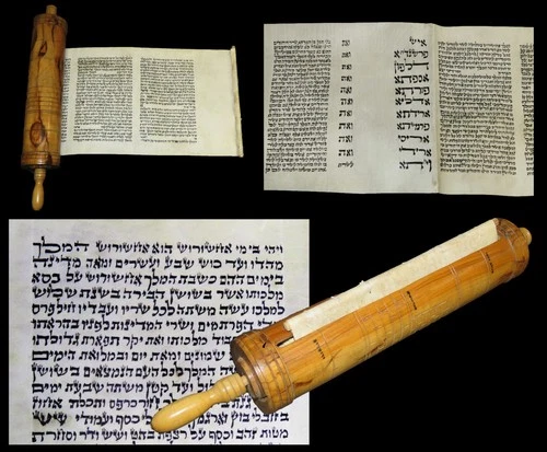 Handwritten Megillat Esther Scroll Klaf Jerusalem Olive Wood Case Purim Judaica
