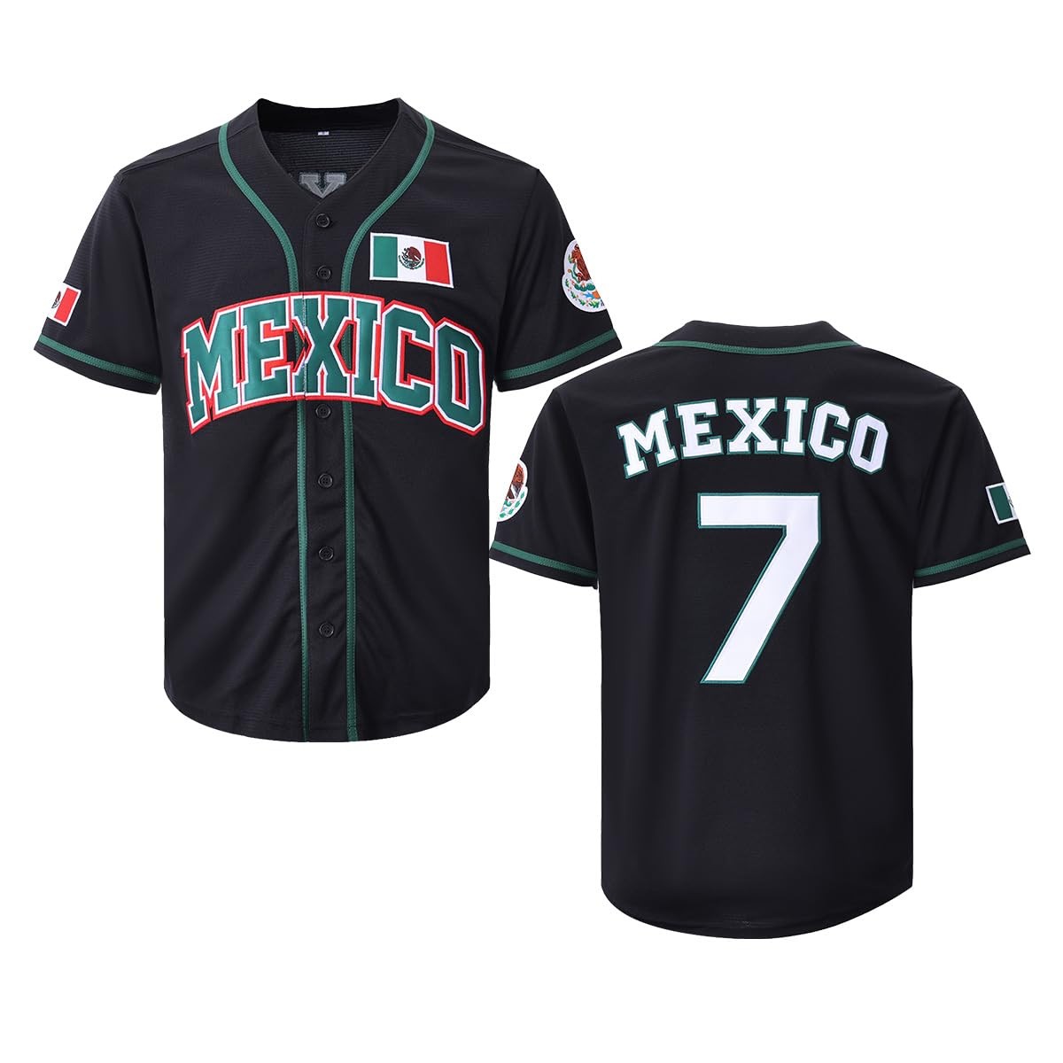 Men's Mexico Jersey #7 Stitched Baseball Uniform with Mexican Flag Sports Jer...