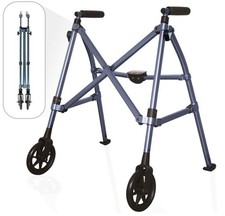 Stander Space Saver Short Walker Rolling Mobility Aid 2-Wheel, Cobalt Blue