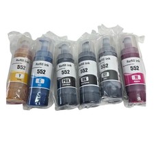 552 Ink Refill Bottles 6 Pack Replacement for Epson Ecotank Photo ET8550 ET8500