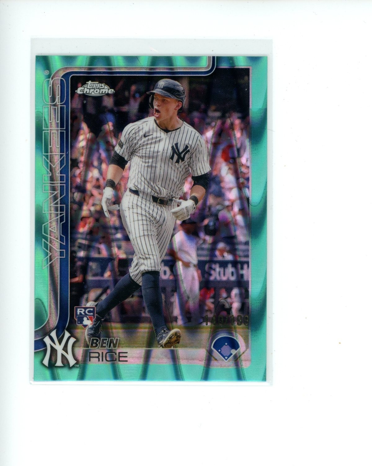 2025 Topps Chrome Aqua Lava Refractor #139 Ben Rice Rookie RC #d 140/199