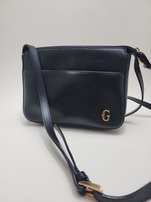Gillian Shoulder Black Bag Genuine Leather With Gold Accent. Preowned